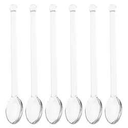6pcs Glass Spoon Dessert Crystal Coffee Teaspoon Espresso Stirrer Transparent Small Tea Mixing Barware Cocktail Serving Spoons
