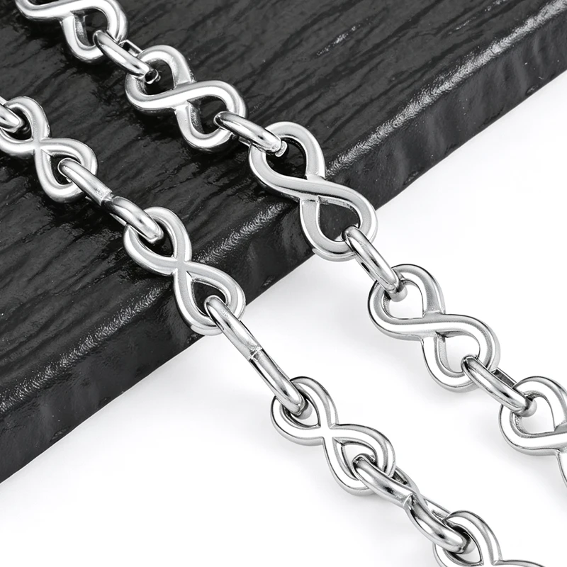 Cadena de eslabones con símbolo de infinito de acero inoxidable, cadena en forma de 8, accesorios para hacer joyería DIY, para pulseras, collares y manualidades.
