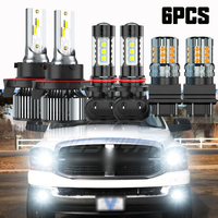 6X 9008+9145+3157 LED Headlight+Fog Light Bulbs Kit 6500K 20000LM Super Bright White For Dodge Ram 1500 2500 3500 2006-2008