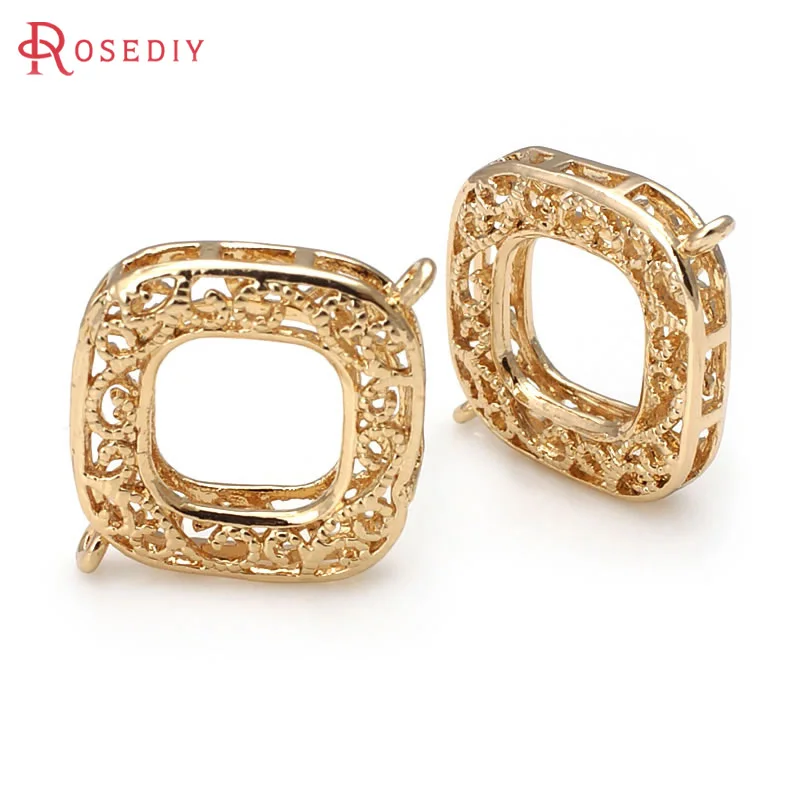 6PCS 20x26MM 18K Gold Color Brass Square Connect Charms High Quality Diy Jewelry Making Necklace Earrings Accessories for Women