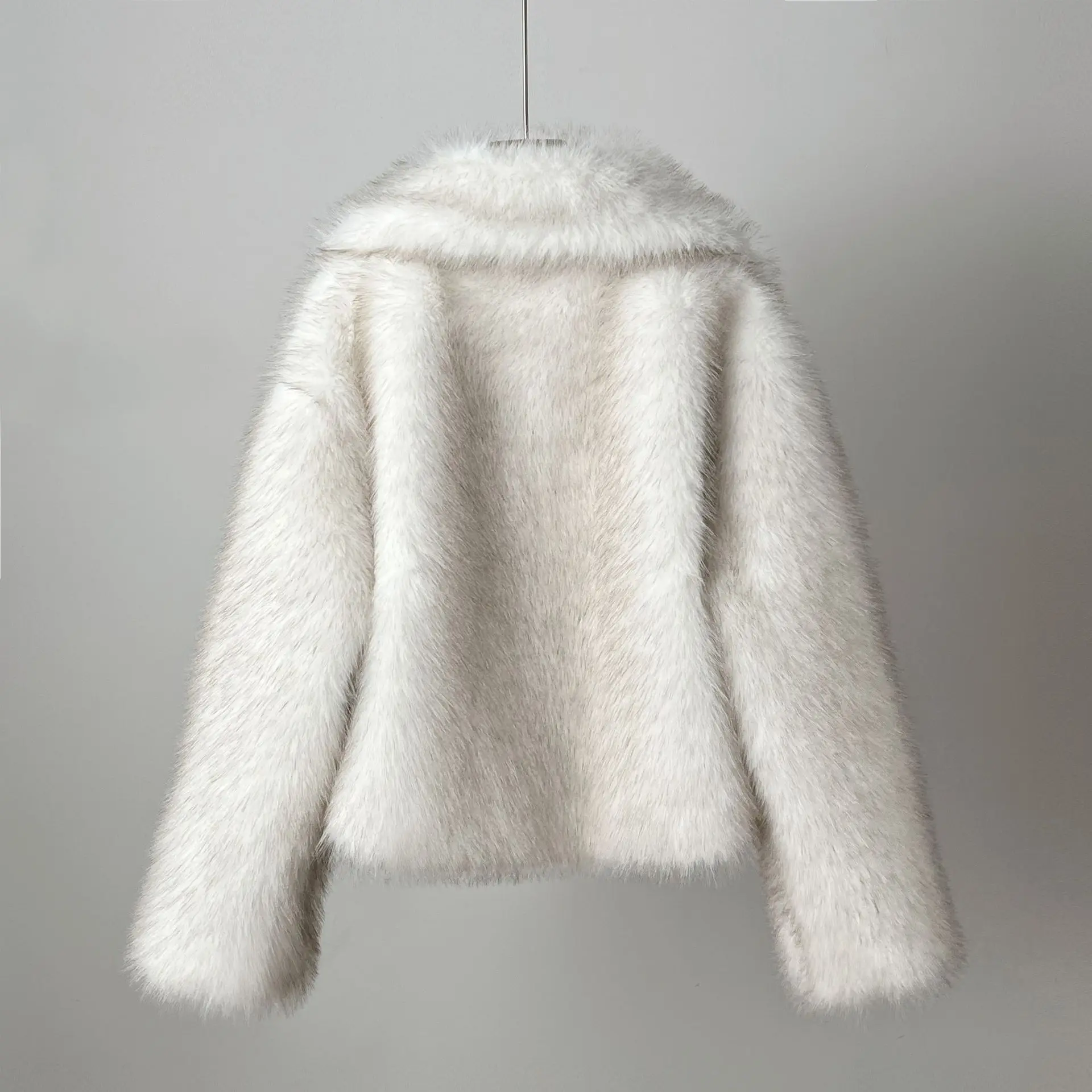 European American New Fashion Women's Turn-down Collar Long Sleeve Elegant Luxury Casual Trendy Faux Fur Coats Female Clothes