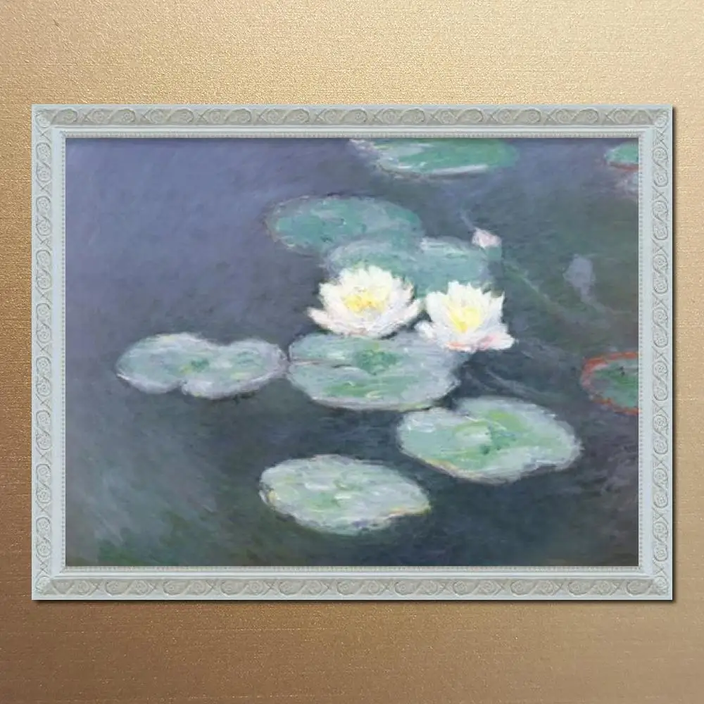 

Water Lilies Claude Monet Painting Handmade Framed Canvas Art Famous Impressionist Landscape Artwork Home Decor 20" X 24"