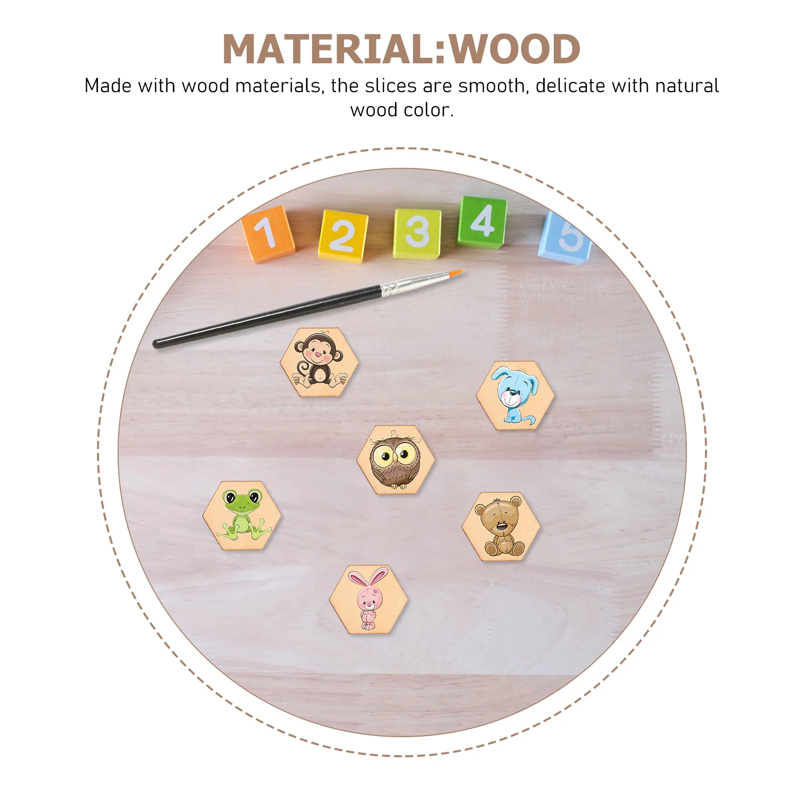 

Ciieeo Natural 100Pcs 25mm Hexagonal Wood Chips Wooden Shapes for Crafts Home Decor Games Kids Education Decoration