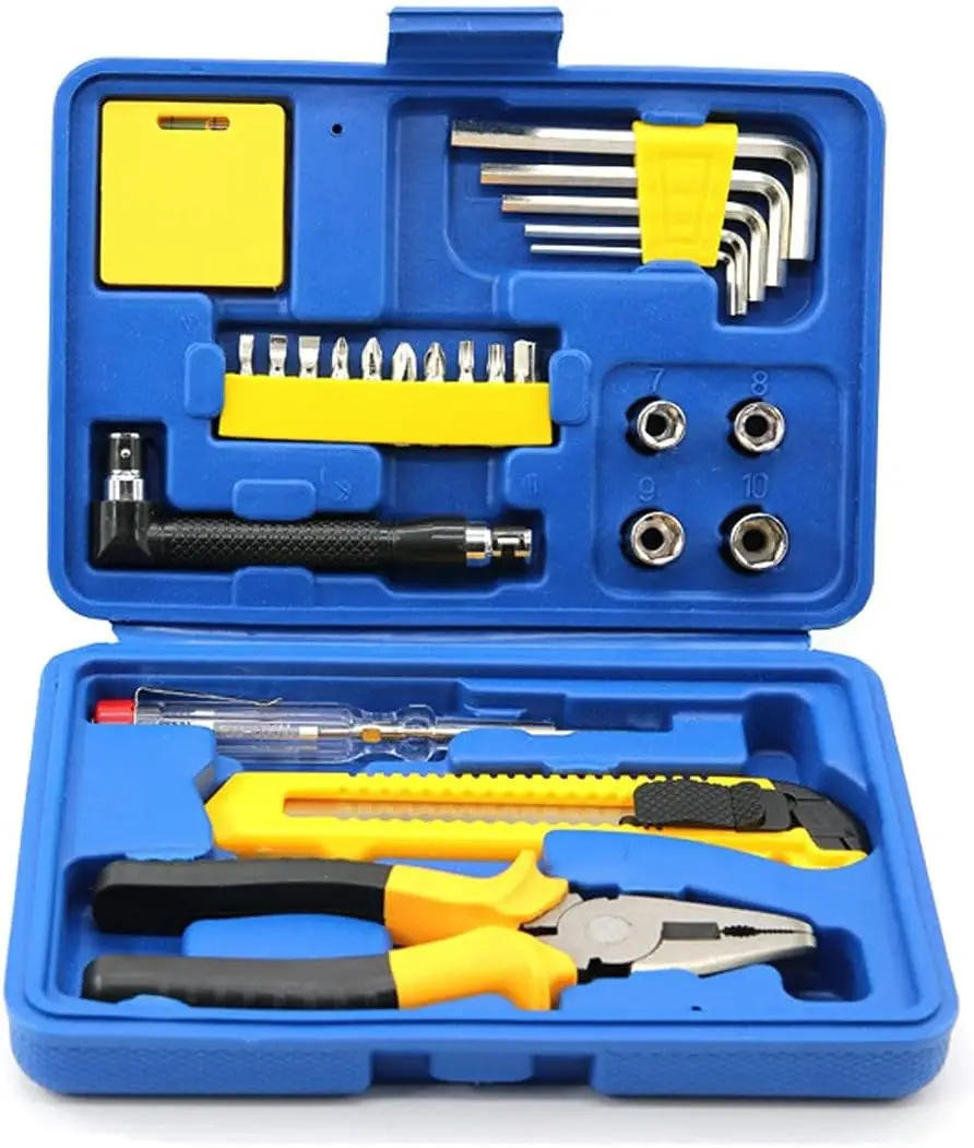 Household Repair Tool Set - 25 Pcs High Grade Alloy Steel Hand Tool Kit with Platsic Toolbox