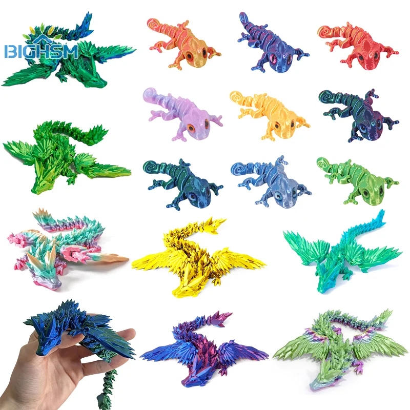 3D การพิมพ์ Chameleon รูป Multijoint เคลื่อนย้ายได้จําลอง Eye Dragon เครื่องประดับอุปกรณ์เสริมตกแต่งห้องนั่งเล่นของเล่นเด็ก