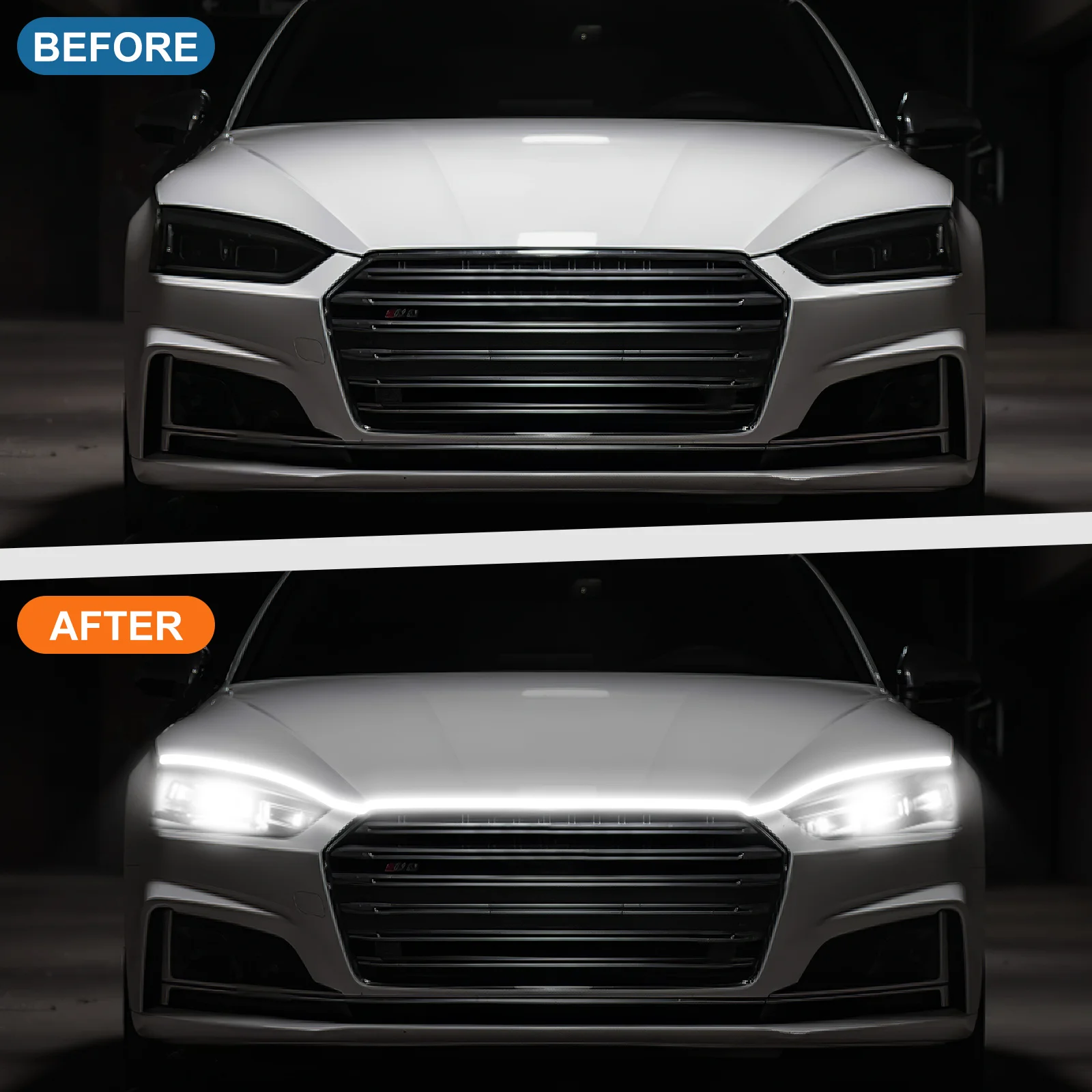 

Светодиодная лента на капоте автомобиля, гибкая световая лента RGB, супер яркая, безопасная для ночного вождения, декоративные фонари на капоте двигателя