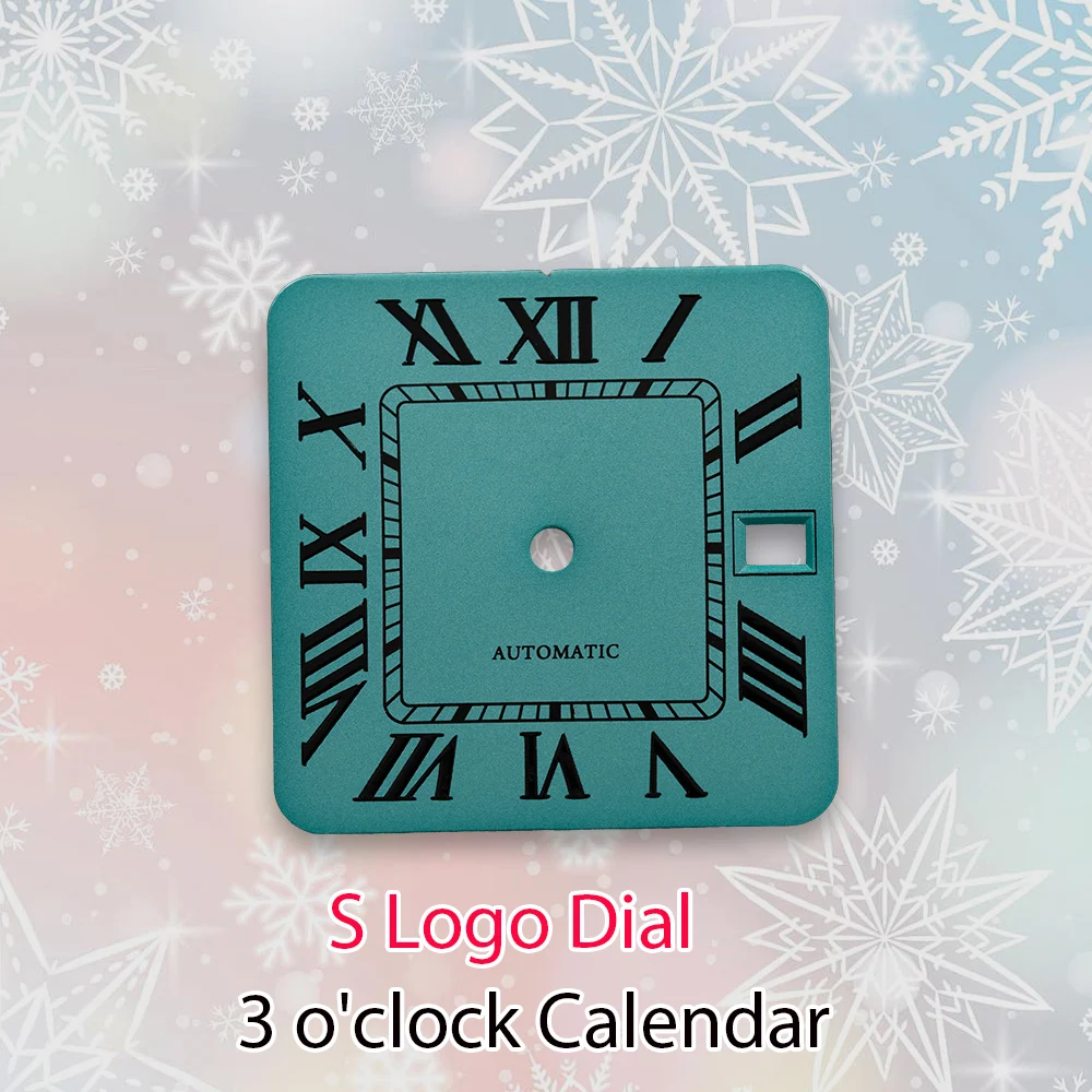 27mm S Logo NH35 Rome Square Dial 3 o'clock calendar Or 6 o'clock calendar Fit NH35 NH36 Movement Watch Modification Accessories
