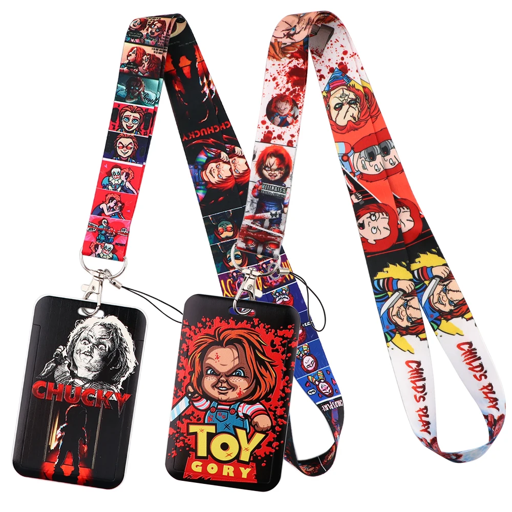 JF990 Horror Movie Halloween Ghost Lanyard for Phone Buttons Strap Lanyard with Keychain Whistle Fashion ID Badge Holder