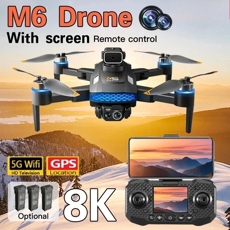 Original M6 Drone 8K Pro with 5G WIFI FPV 4K HD Camera for Professional Aerial Shots with Screen Remote Control RC Quadcopter