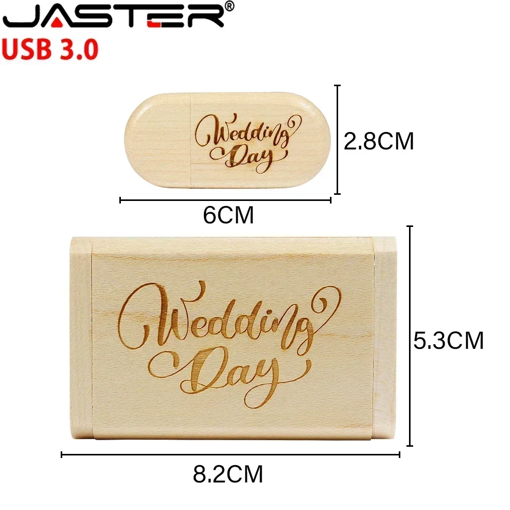 JASTER 20PCS/LOT Wooden USB 3.0 Flash Drives 128GB Free Logo Pen Drive 64GB 32GB Memory Stick Creative Gift USB Stick for Laptop