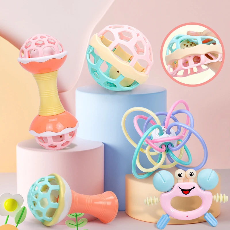 Hochets mentaires oriels pour bébés jouets pour bébés Shaker Grab Spin Set cadeau pour nouveau-nés garçons et filles 0 à 12 mois