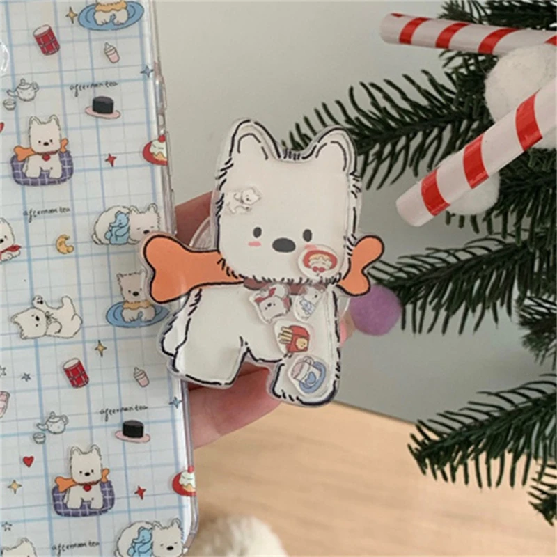 Korea Cartoon Cute Quicksand Puppy Griptok Bracket For iPhone 16 Samsung Universal Phone Accessories Phone Holder Grip Tok Stand - view 6