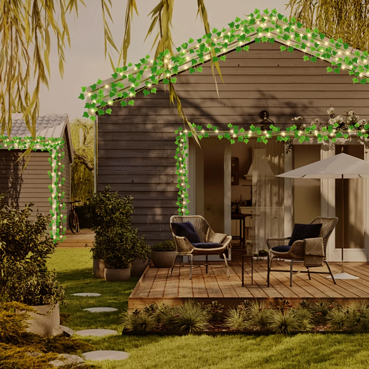Solar Vine Fairy Light 10m String Light Christmas Decorations Pothos Leaf Light for Bedroom Room Wall Garden Party Wedding Decor