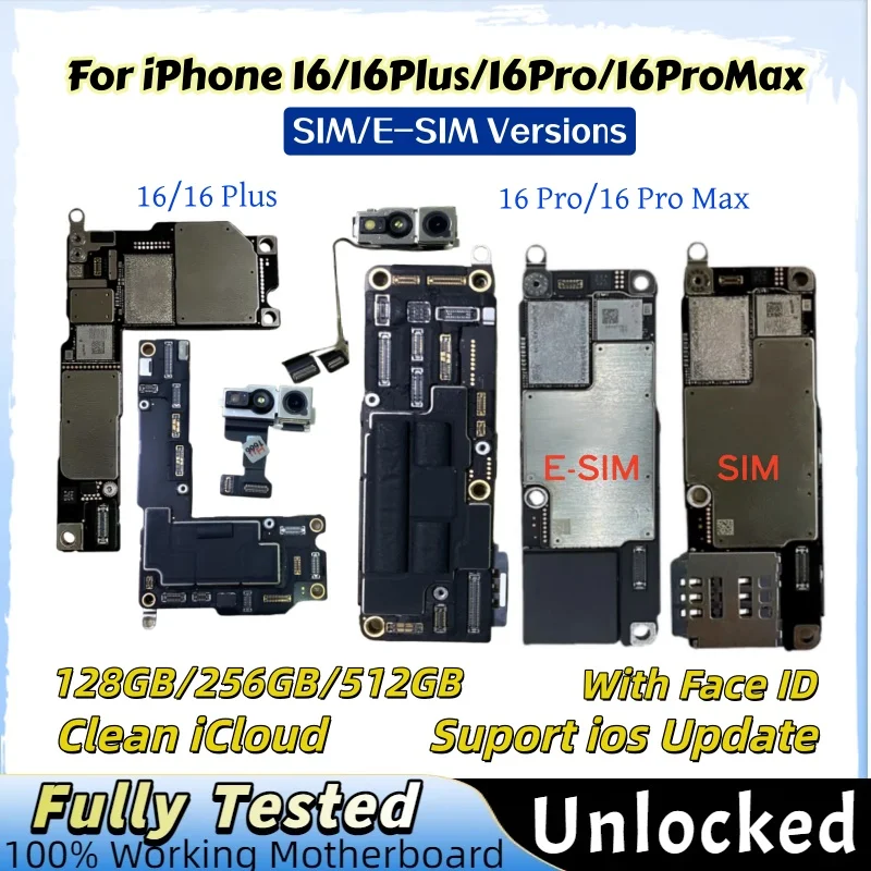 Clean iCloud Unlocked Motherboard For iPhone 16 Plus 16 Pro Max