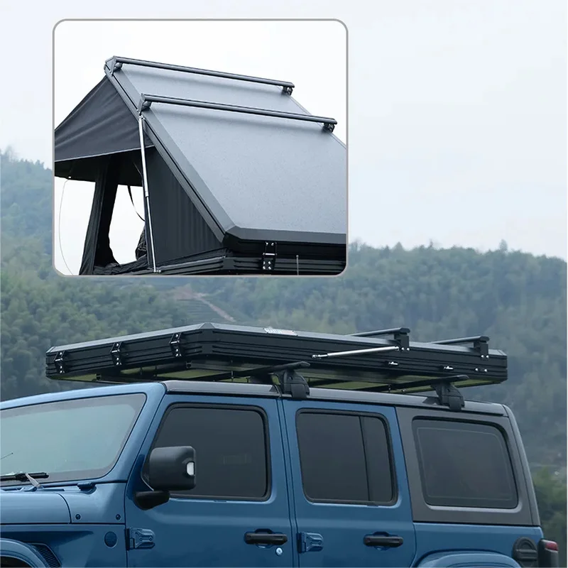 Aluminium Triangle Camping SUV Rooftop Hard Shell Cover Car Roof Top Tent For Sale 4