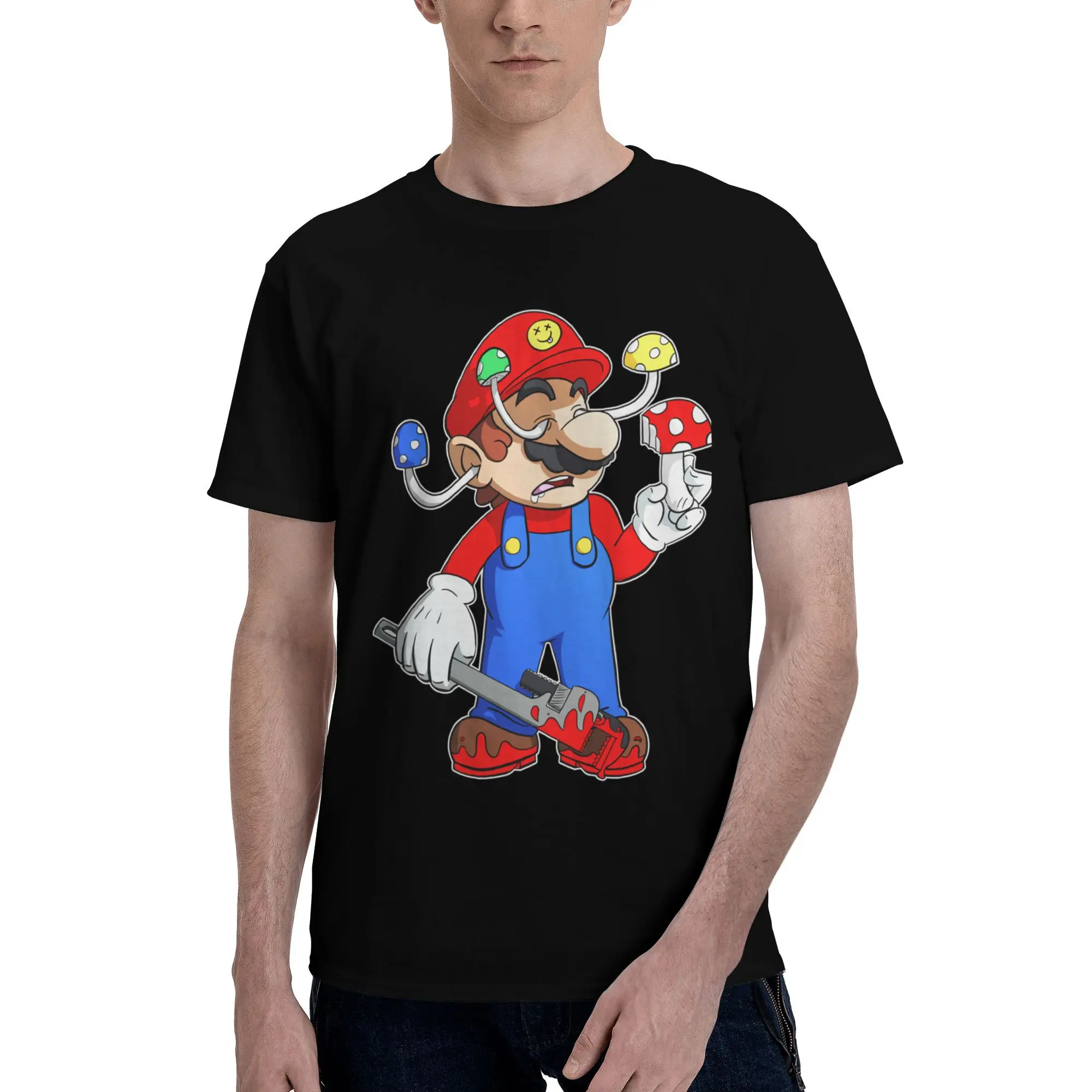 

Custom M-Marioed Tshirts for Short Sleeve Streetwear T Shirt Cool Funny Cartoon T-shirt Slim Fit 100% Cotton Tee Tops Gift Idea