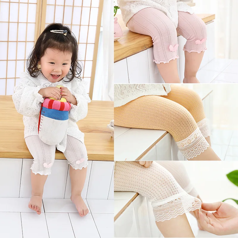 

Summer Children Leggings Lace Mesh Hollow Breathable Cotton Soft Fashion Sports Pants Anti-mosquito Ultra-thin Kids Girls Pants