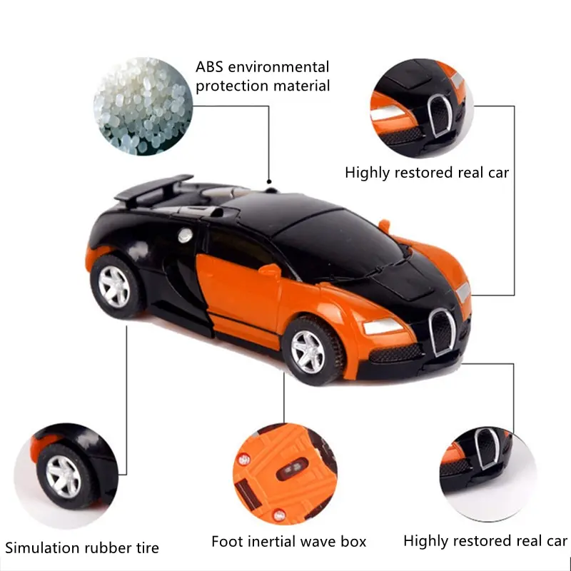 Automatyczny robot-zabawka transformujący się pod wpływem uderzeń, prezent dla chłopca, zabawka samochodowa o dwóch formach, interaktywny model samochodu dla ojca i syna.