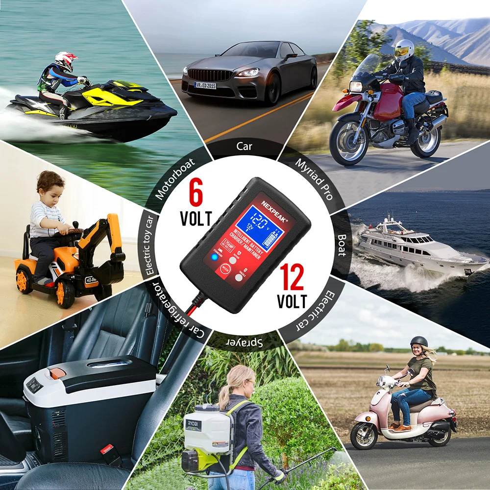 NEXPEAK 6 فولت 12 فولت 1.75A التلقائي الذكية دراجة نارية شاحن بطارية صيانة للسيارة/RV/ATV/قارب التلقائي شاحن البطارية هزيلة #6