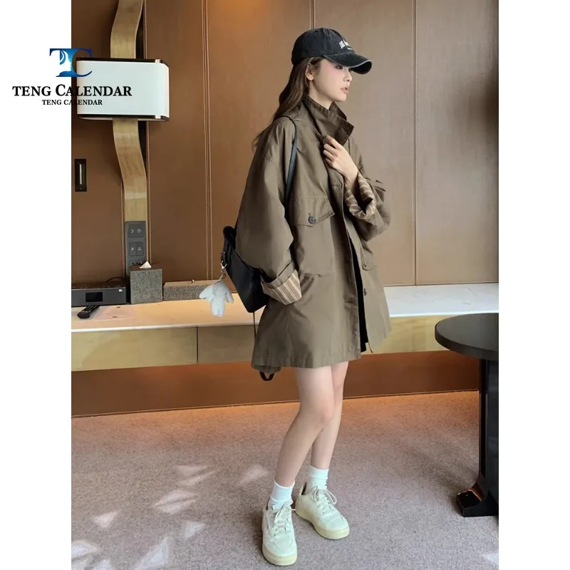 Women's trench coat, popular design sense, niche casual coffee colored work jacket, new for 2024 Spring and Autumn