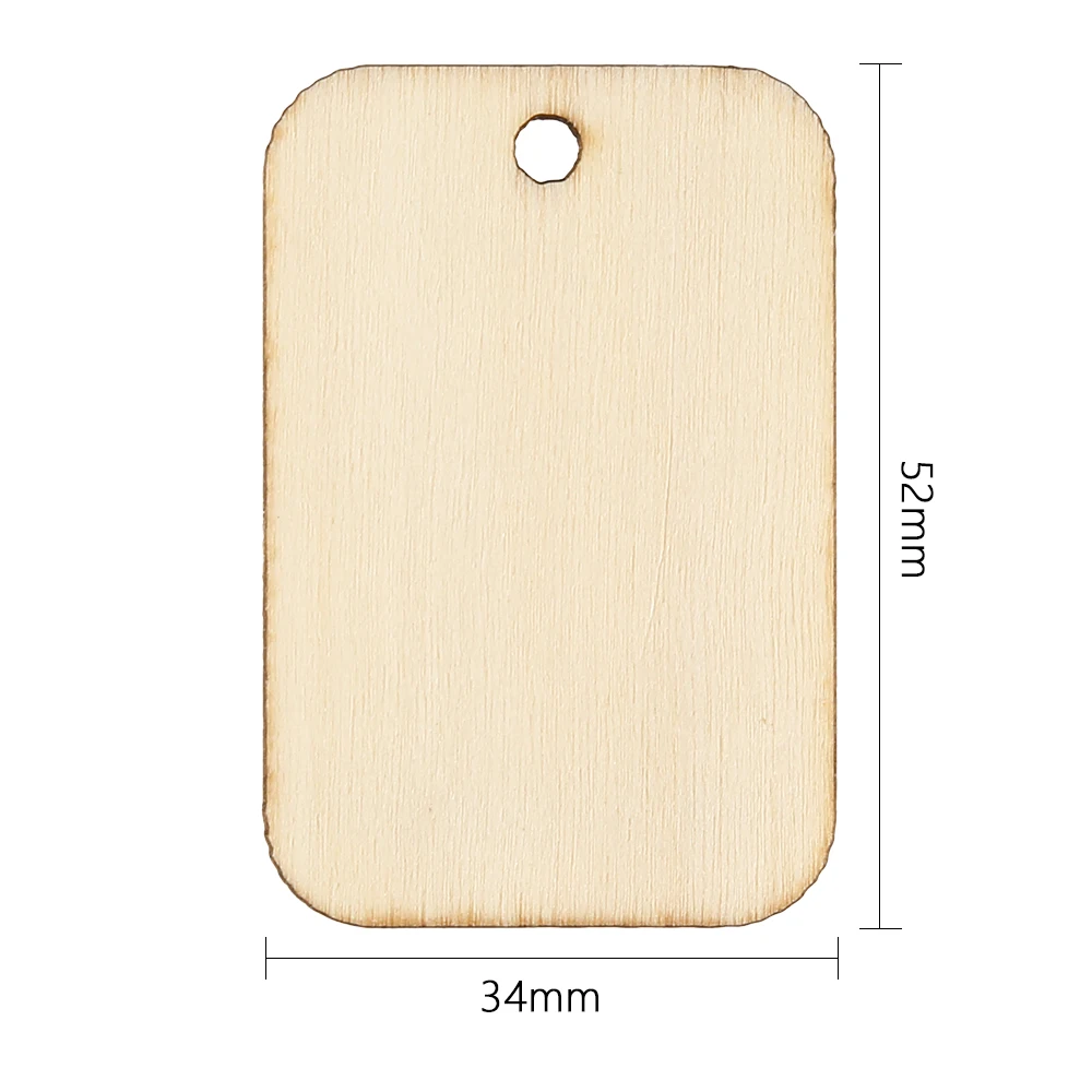 50 قطعة شرائح الخشب بالحبال شرائح سجل مستطيلة غير مكتملة قطع خشبية طبيعية ريفية معلقة حلية لديكور الحرف اليدوية #6