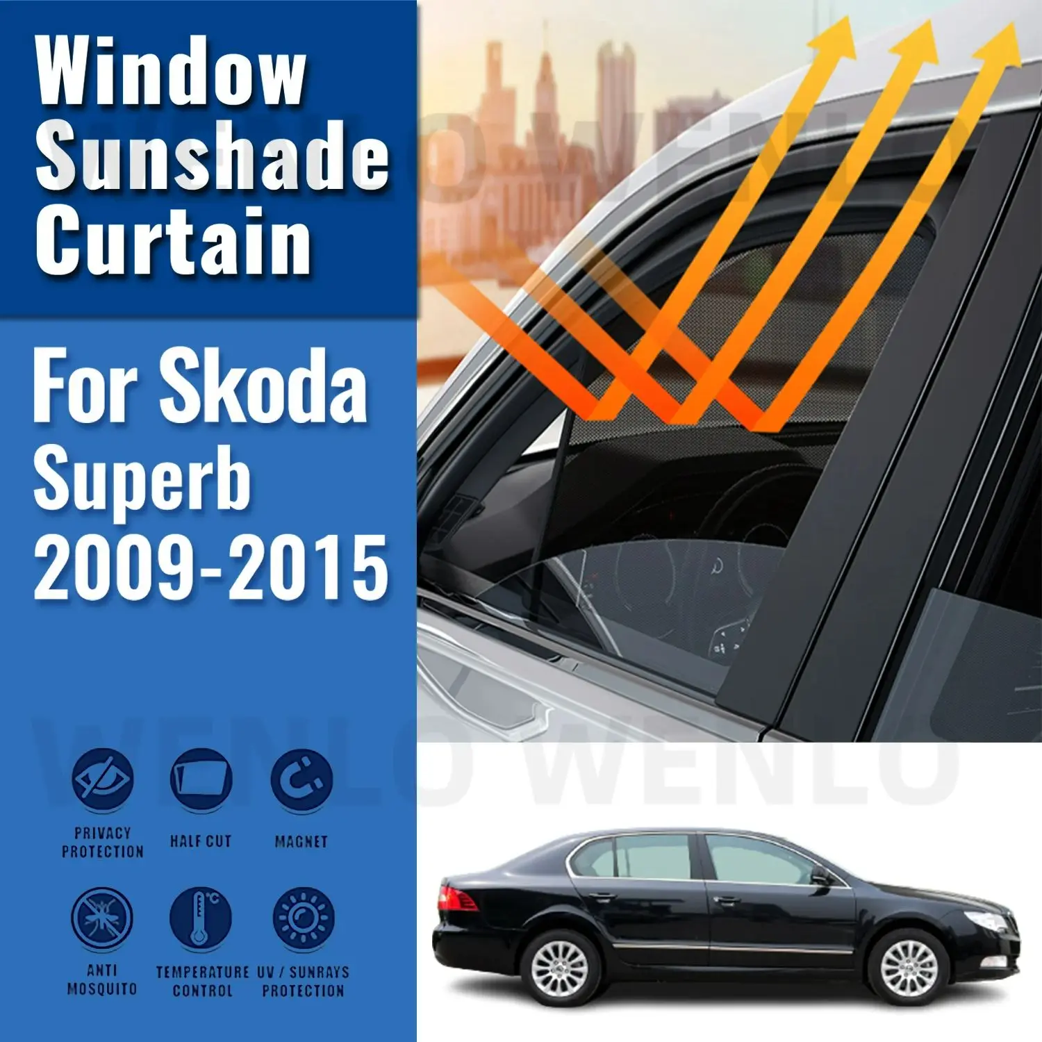 

For Skoda Superb 3T Sedan 2008-2015 Magnetic Car Sunshade Front Windshield Frame Curtain Rear Side Window Sun Shade Visor