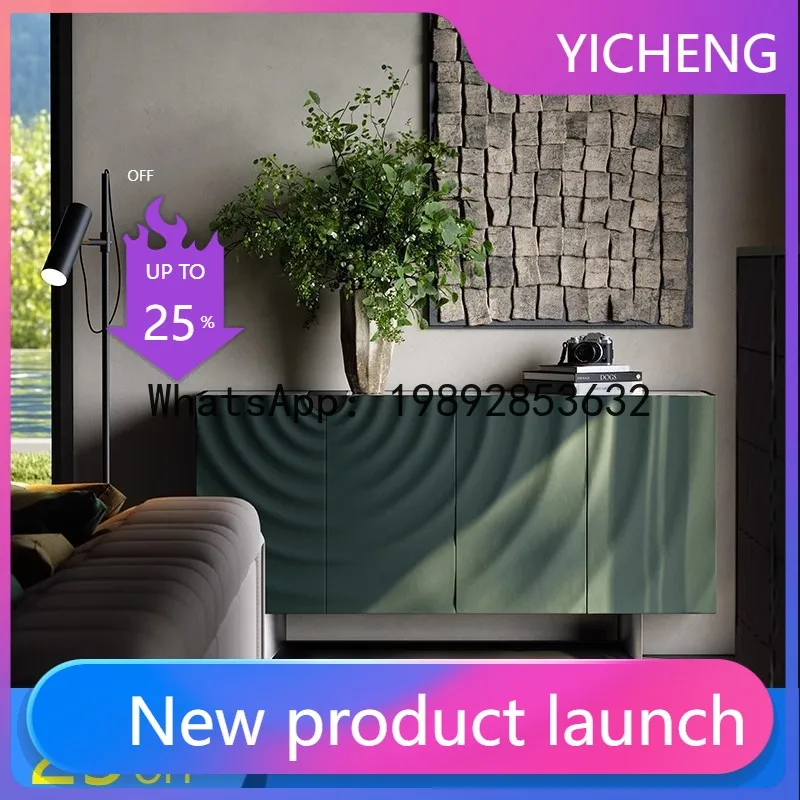 

G1 Light Luxury Italian Style High-End Entryway Cabinet Matching Ripple Series Rock Slab Sideboard