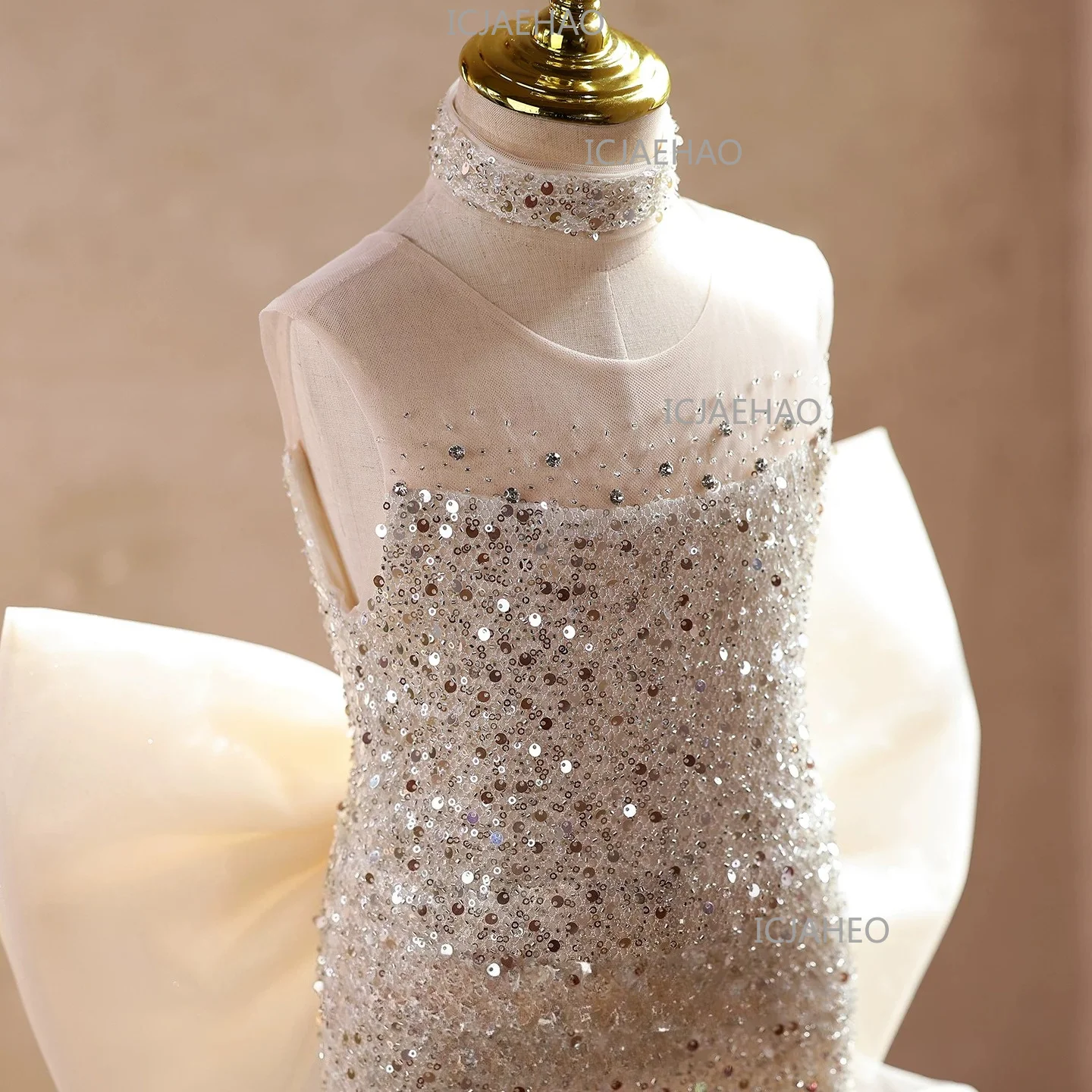 Girls Mermaid Formal Dress Luxury Sparkly Piano Performance High-End Birthday Outfit Sequin Princess Gown, Kids Host Runway