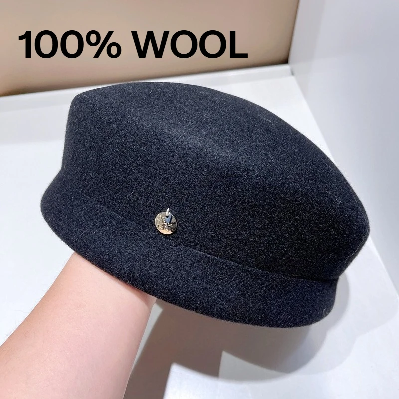 قبعة فادورا الموضة للمرأة 100% قبعة صوف للنساء شتاء شعبي لحفلات الزفاف وحفلات الكوكتيل قبعة مستديرة عالية الجودة فاتحة فام #1