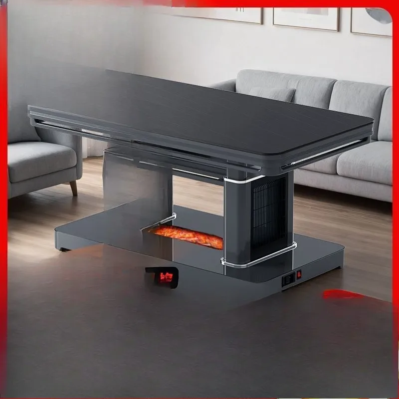 Electric heating table, simulated flame multi-functional lifting coffee table
