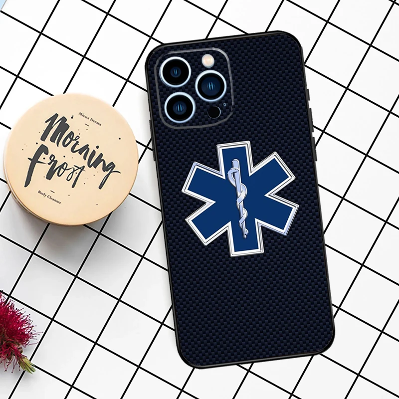 Emergency Medical Star of Life Case For iPhone 16 15 14 11 12 13 Pro Max Mini X XR XS Max 7 8 16 15 Plus Cover Funda