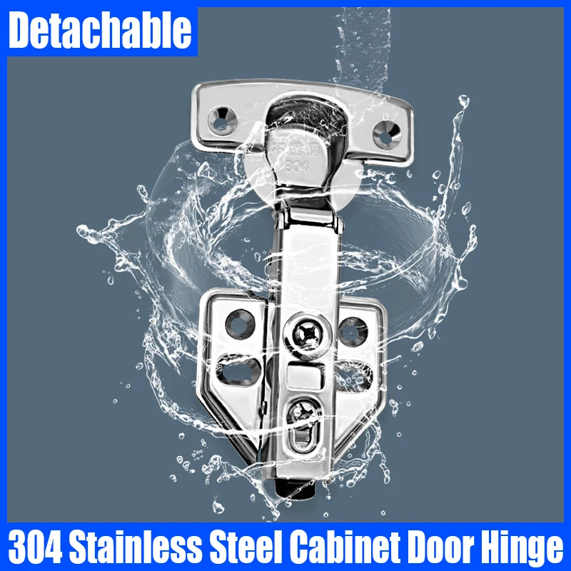 

1PCS Detachable 304 Stainless Steel Cabinet Door Hinge Hydraulic Damper Buffer Soft Close Quiet Wardrobe Door Concealed Hinge