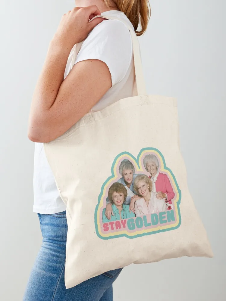 

Stay Golden Tote Bag canvas tote bags Lady bags reusable grocery bags woman 2025