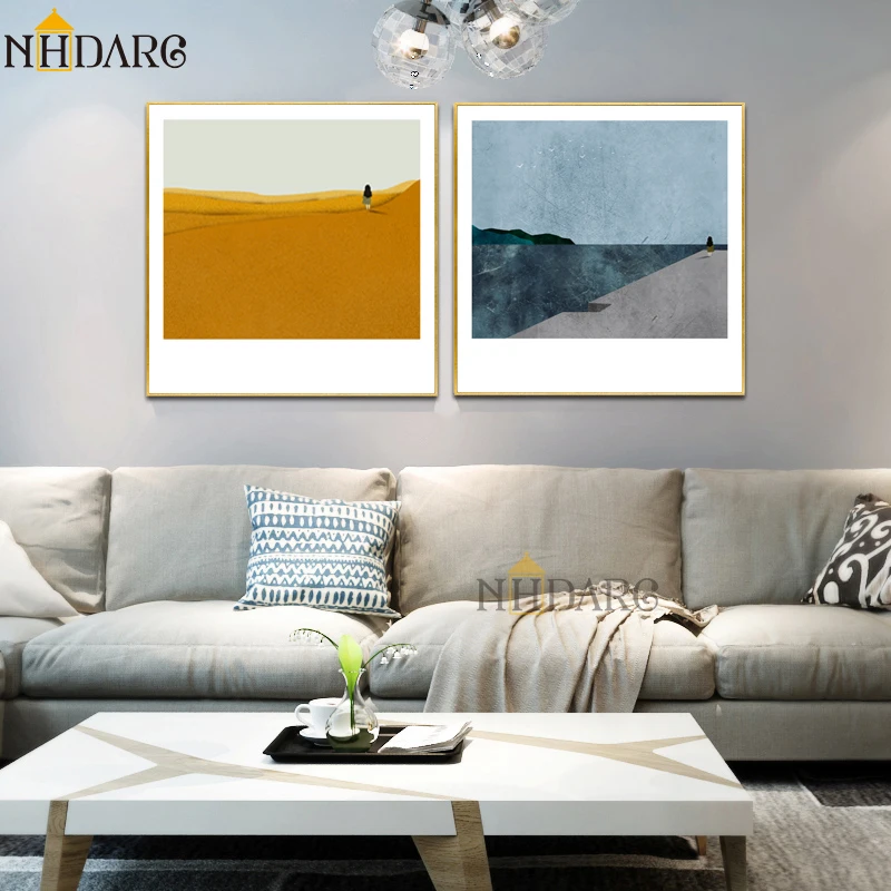 NHDARC Canvas Printings Postes and Paitnings ARC00832 Ins Yellow Desert Landscape Wall Pictures for Living Room Home Decor