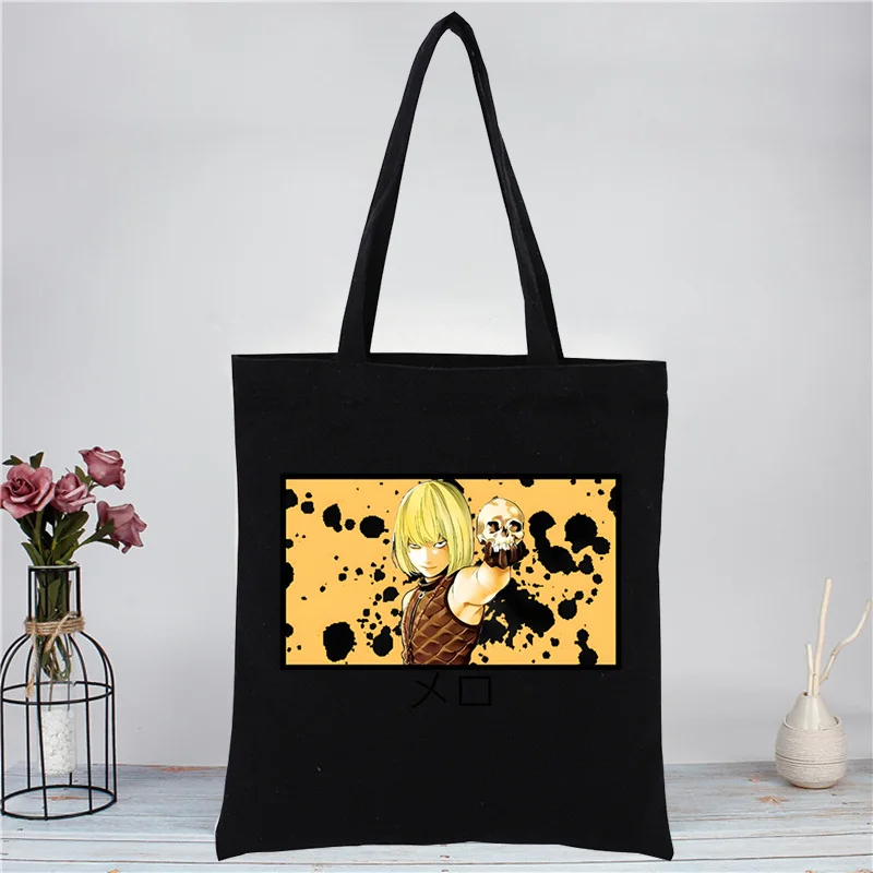 Death Note Light Yagami Near Ryuk L Lawliet Canvas Women College Handbags Black Tote Bag Large Casual Fashion Shoulder Bags