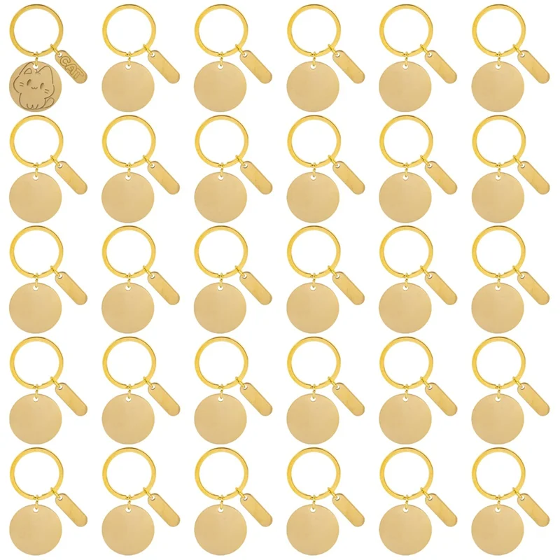 AA94-30 Pcs Engravable Metal Keychain Blanks Engraving Keychain Blanks Metal Stamping Blanks Jewelry For DIY Crafts