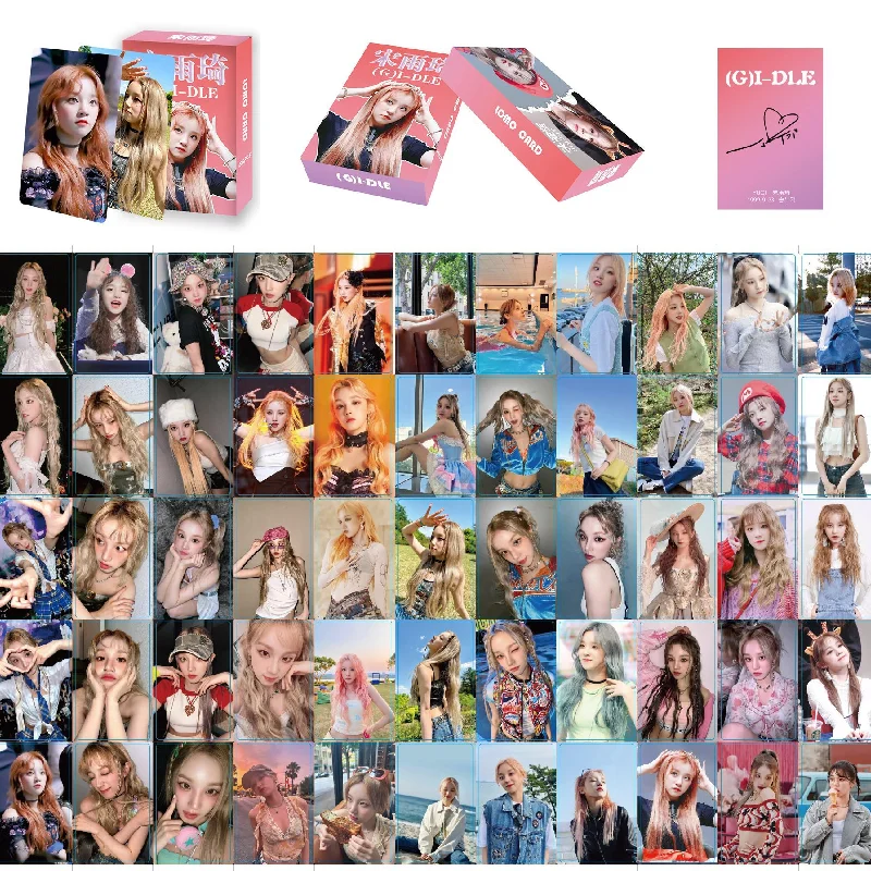 Cartões KPOP G I-DLE Lomo, Alta Qualidade, HD Duplo Lado Impresso Cartão Fotográfico, SONG YUQI Fãs Coleção, Presente, 55Pcs, Conjunto