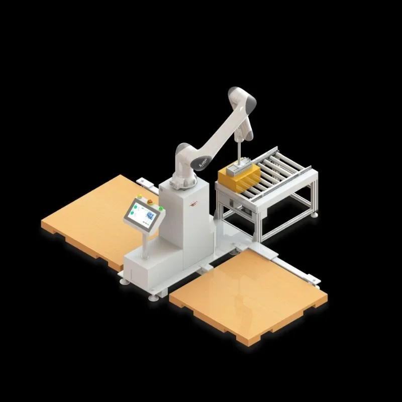 Automatic robot palletizer, packaging production line, automatic feed grabbing