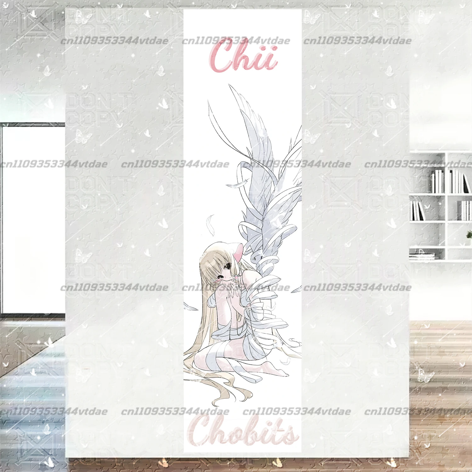 Chobits Chi Long Vertical Tapestry 40X150cm Wall Hanging Classic Anime Angel Girl Art Background Cloth Bedroom Dorm Home Decor