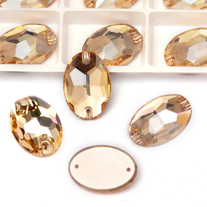 Pubrilex Ovale Aufnähsteine Flache Rückseite Bastel-Strass Nähkristall mit Kantenabschrägung für Kleidung und Accessoires – Detail 9