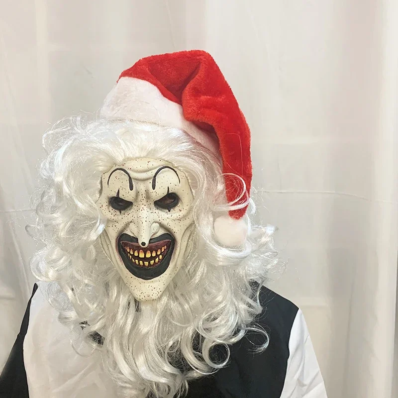 영화 테리어 3 광대 코스프레 마스크 공포 라텍스 마스크, 크리스마스 킬링 광대 역할 놀이 헤드기어, 할로윈 카니발 파티