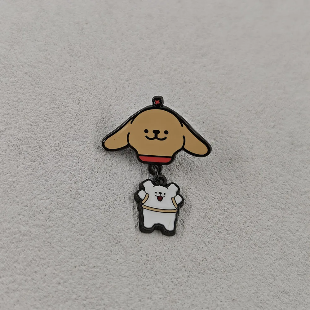 Malteser-Emaille-Pins mit Kette, Niedliche Welpen-Broschen, Kawaii Golden Retriever Metall-Abzeichen, Rucksack-Anstecknadel, Geschenk für Fans – Detail 11