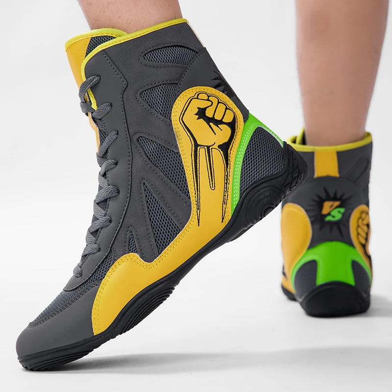 Scarpa da wrestling di nuova tendenza Scarpa da combattimento da boxe indossabile di alta qualità Scarpa da allenamento per palestra sportiva da competizione indossabile di marca classica