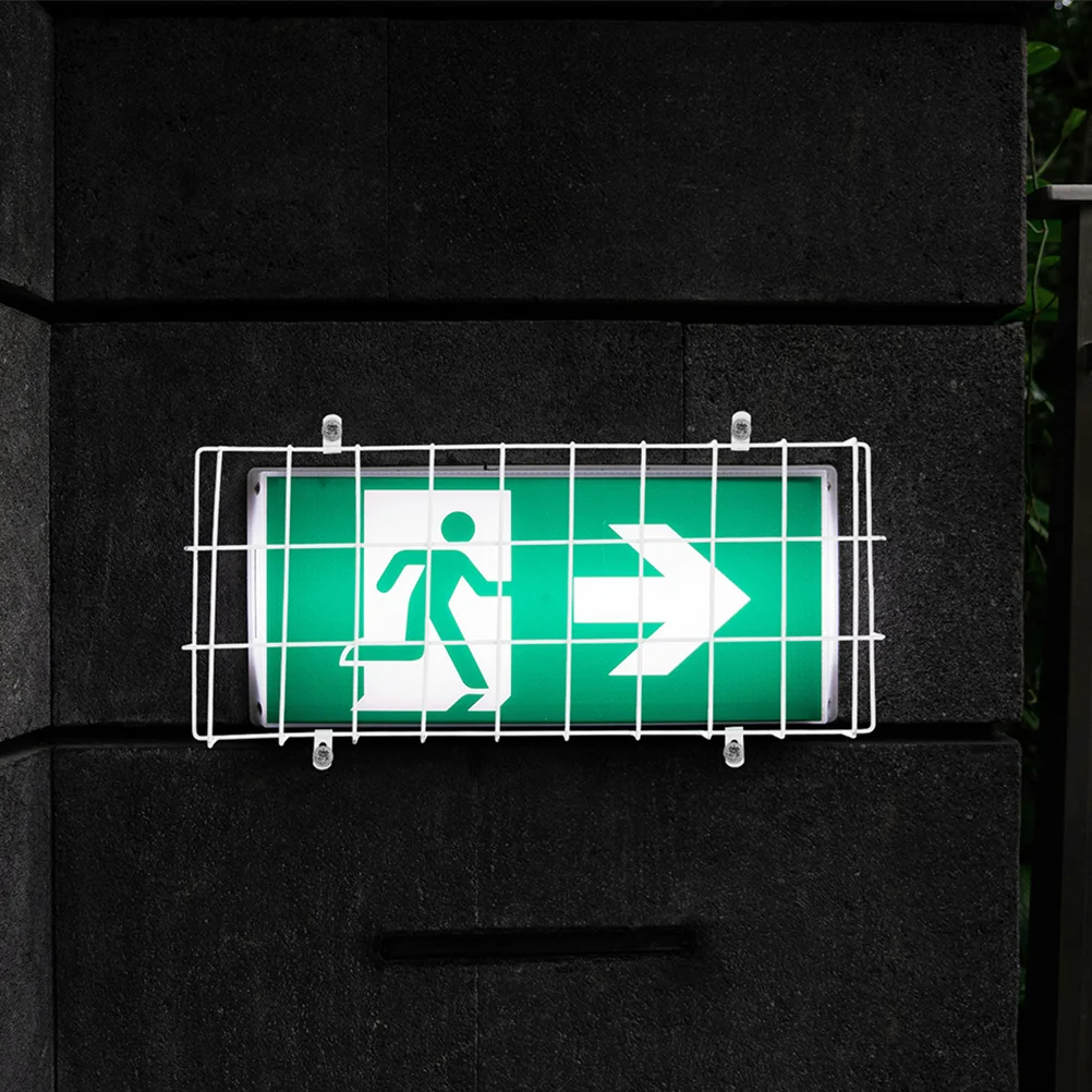 2Pcs Protective Guard Cover for Emergency Exit Lights Rustproof Metal Cover Wall Mounted Safety Sign Wire Protector Modern