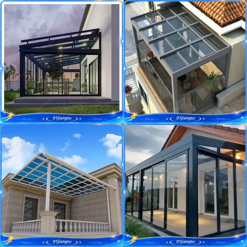 Aluminum Alloy Polycarbonate Sunroom Windproof Waterproof Garage Canopy Pergola Awning for Villa Terrace Outdoor Patio Cover