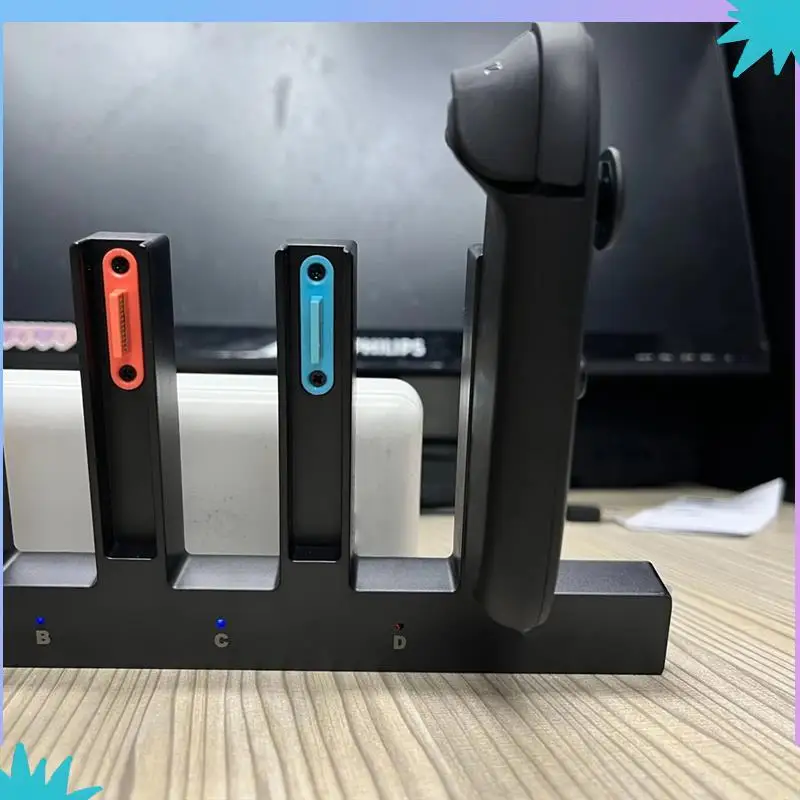 ABZW 최대 4개 조이패드 충전 도크 스테이션 (닌텐도 스위치 2 NS 2용) LED 표시등 포함 고속 마그네틱 충전기