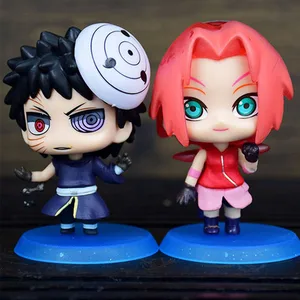 Hot 6 Pcs / set Naruto Shippuden Tokoh Anime Hinata Sasuke Itachi Kakashi Obito Aksi Angka Q Versi PVCToys Boneka Anak Hadiah 8 angka obito penjualan terbaik - №