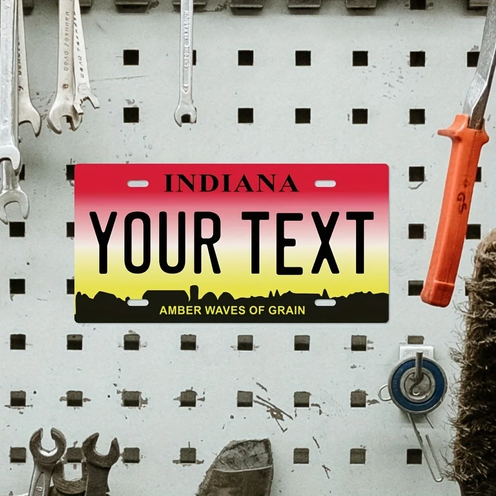 Placa de matrícula de hojalata de metal vintage personalizada - Indiana Golden Wheat Wave | Para el hogar, el granero, el garaje, el bar
