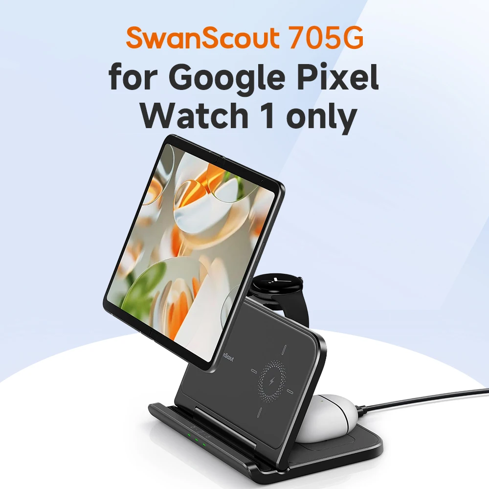 

SwanScout 705G Wireless Charger for Google Pixel 9 Pro for Galaxy Z Fold 6 5 4 Charging Station for Pixel Watch 1 for Buds Pro 2