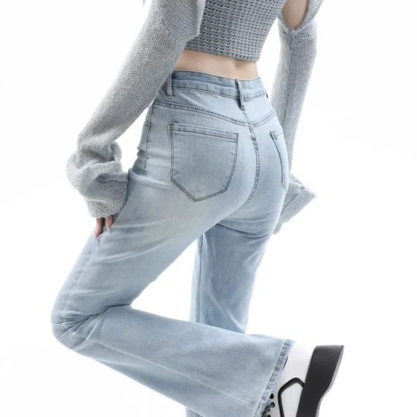 2023 Spring/Summer New Light Color Fashion Tall Jeans Design for Relaxed and Elastic Temperament Flare Pants
